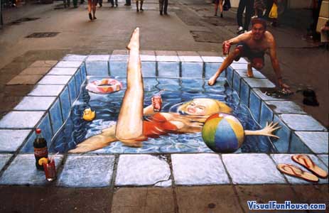 3D chalk swimming pool