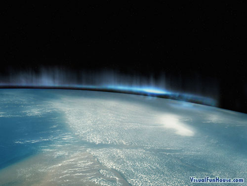 Spectacular shot of the Aurora Borealis or Northern Lights from space