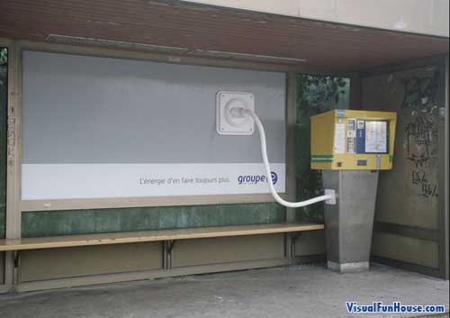 Group E billboard powers the bus stop ticket machine