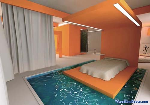 Bed Floating in a moat