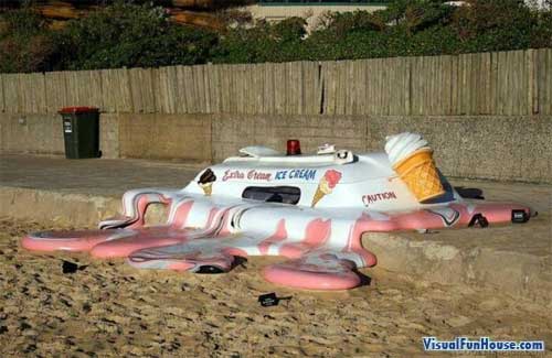 Melted Ice Cream Truck Global Warming Advertisement