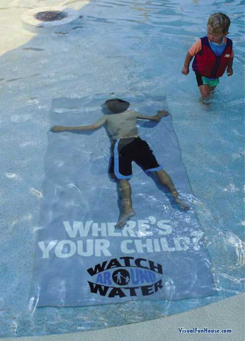 Scary Optical Illusion of a drowned kid send a shocking but true message.
